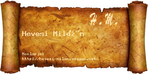 Hevesi Milán névjegykártya