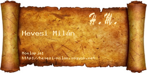 Hevesi Milán névjegykártya